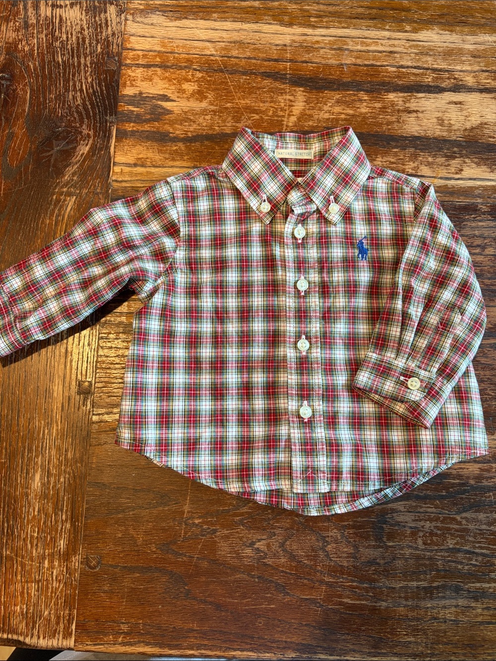 Ralph Lauren Boys Plaid Button-Down Shirt in Red, Green & White